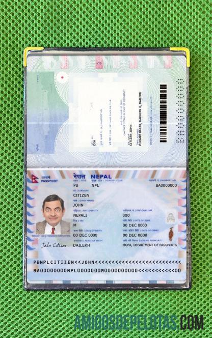 Passaporte do Nepal 2021 presente exemplo
